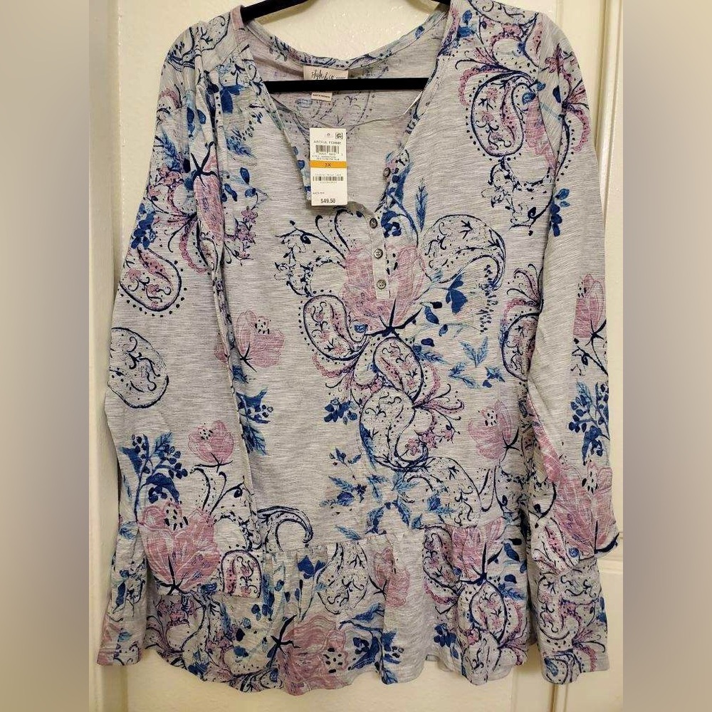 NWT 3/4 Sleeve Peplum Top Style and Co